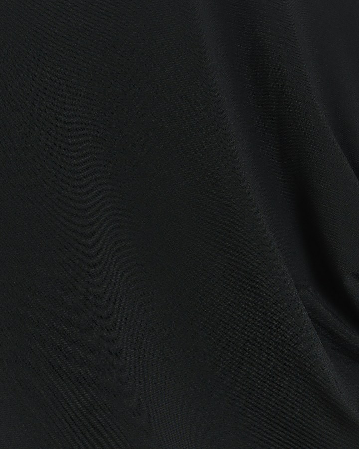 Black ruched drape bodycon mini dress | River Island