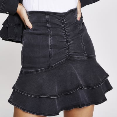 frill denim skirt