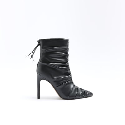 ruched black boots