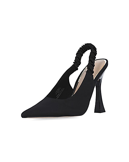 360 degree animation of product Black ruched heeled court shoes frame-0