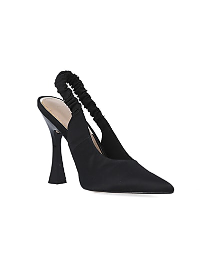 360 degree animation of product Black ruched heeled court shoes frame-18