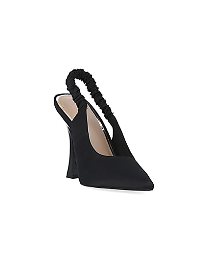 360 degree animation of product Black ruched heeled court shoes frame-19