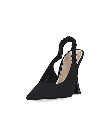 360 degree animation of product Black ruched heeled court shoes frame-23