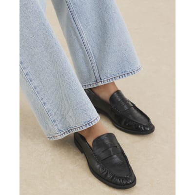 Black Ruched Loafers