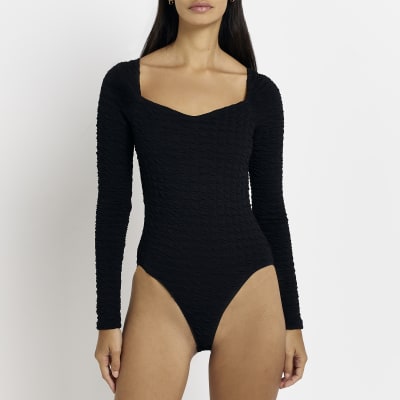 ruched long sleeve bodysuit