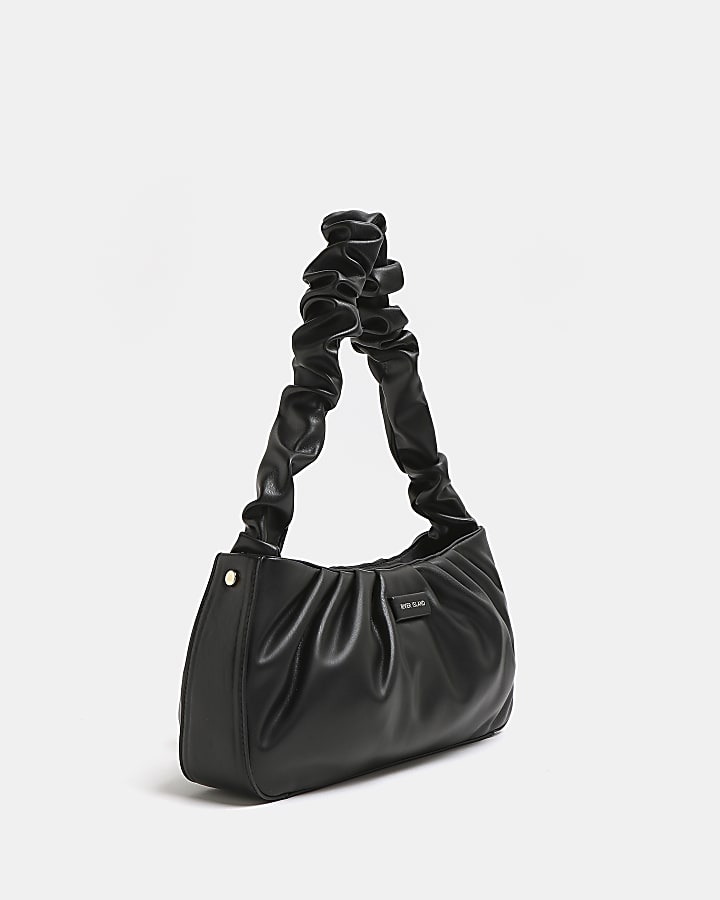 Black ruched shoulder bag