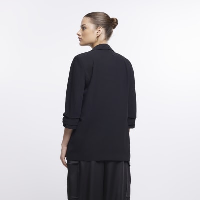 Black ruched sleeve blazer river clearance island