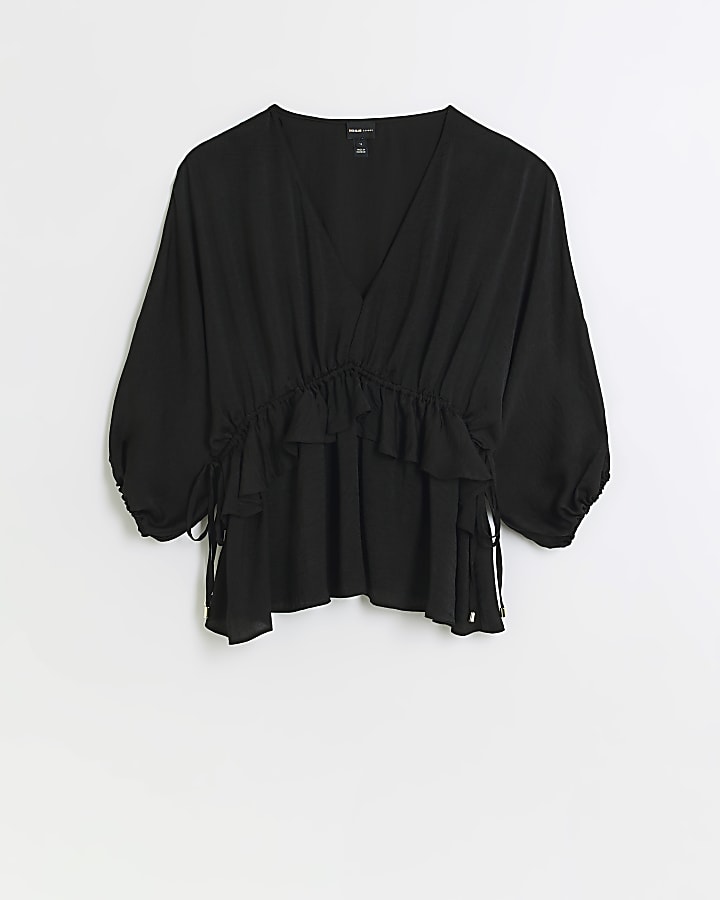 Black ruffle blouse