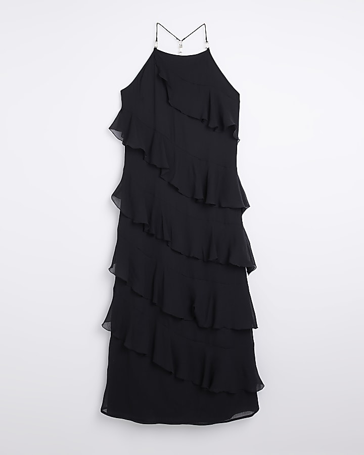 Black Ruffle Maxi Dress