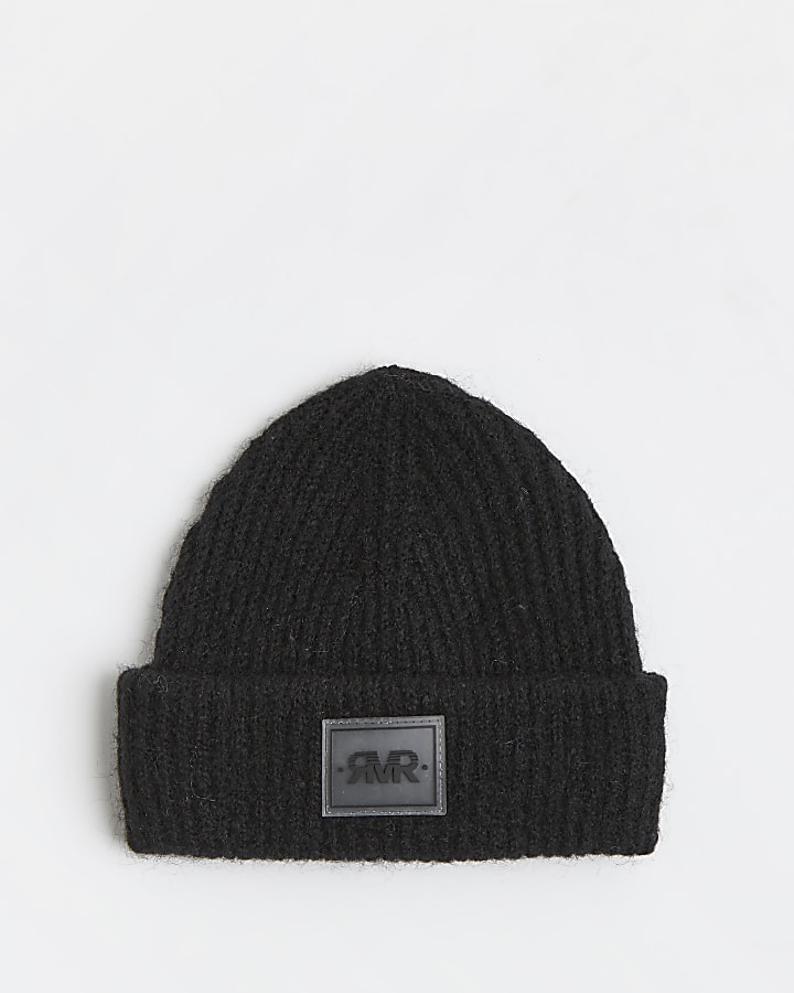 Black RVR knitted beanie hat