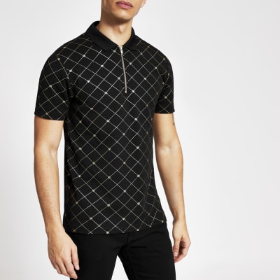 half zip polo shirt mens