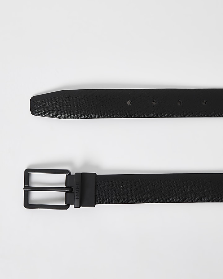 Black saffiano reversible belt