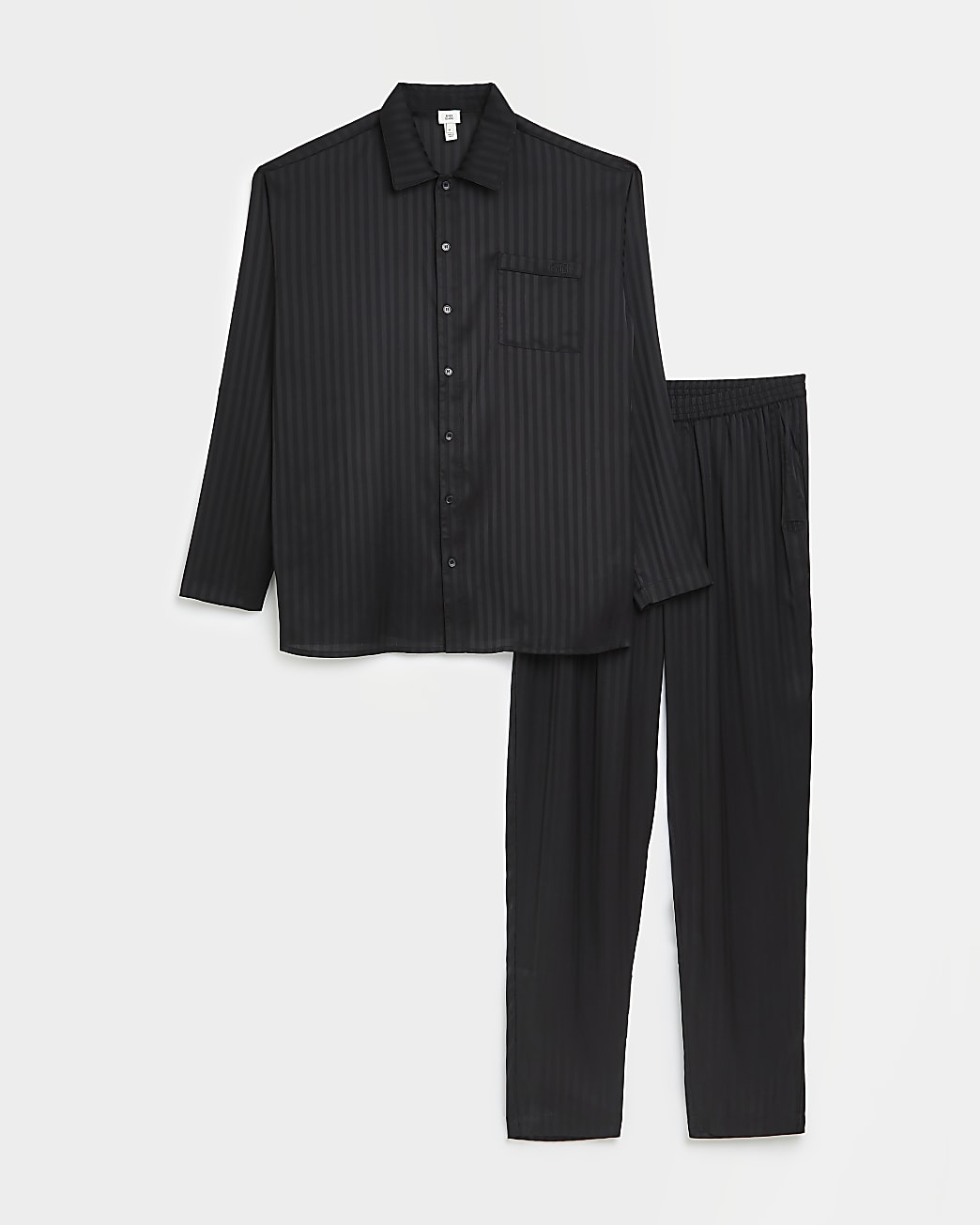 Black sateen shirt and joggers pyjama set