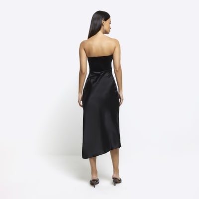 Satin bandeau hotsell midi dress