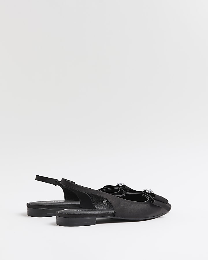 Black satin bow shoes