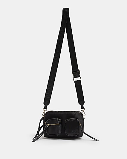Black satin camera bag