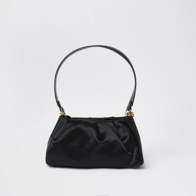 Black satin chain underarm bag