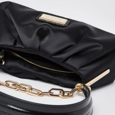 Black satin chain underarm bag