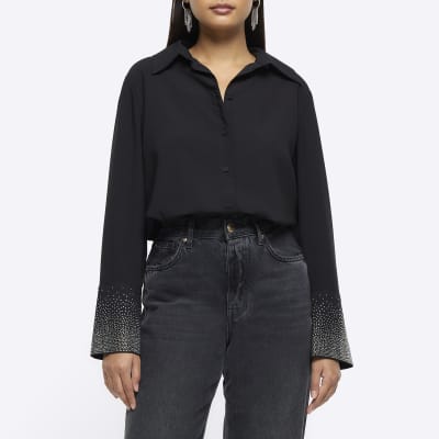 River island discount black diamante hoodie