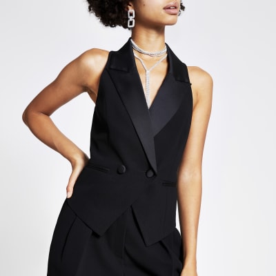 river island black satin dress