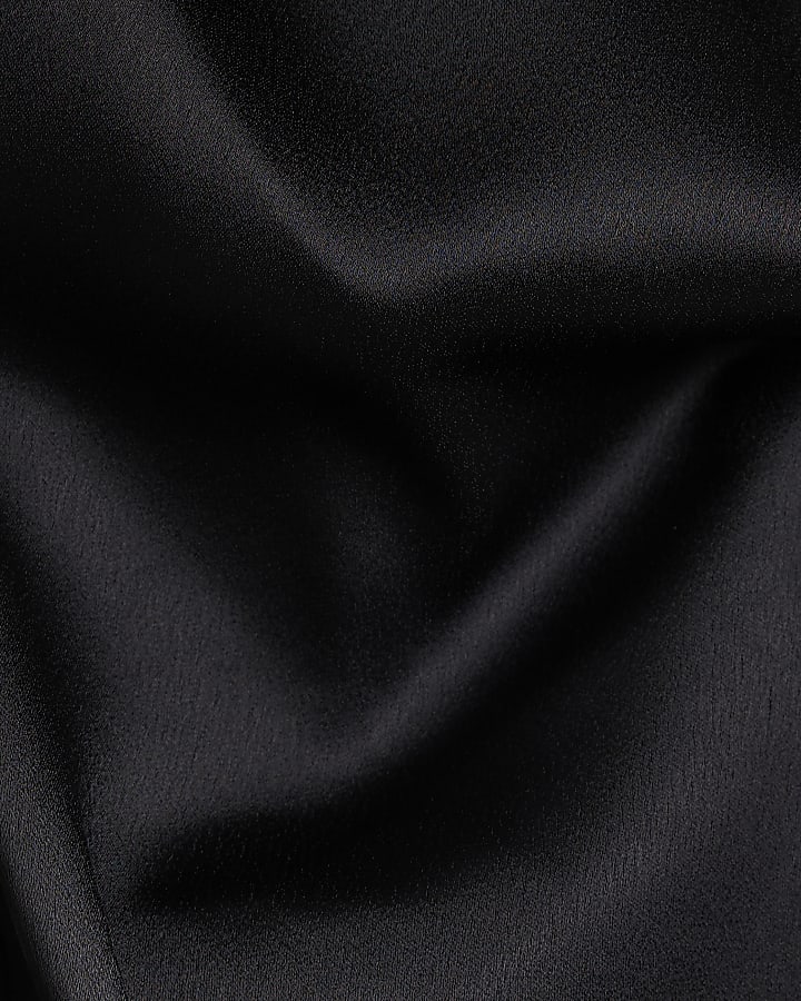 Black satin embellished shirt