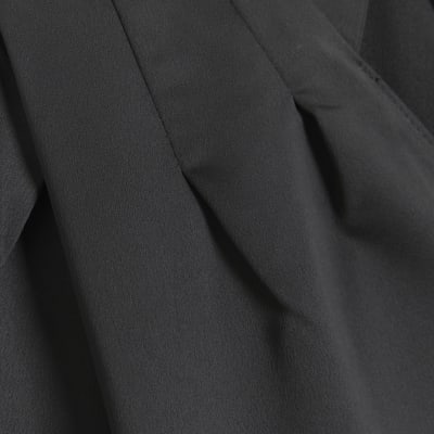 Black satin halter neck slip mini dress River Island