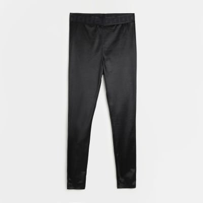 HMGYH satina high waisted leggings for women Slant Pocket Wide Leg Pants  (Color : Black, Size : Petite L)