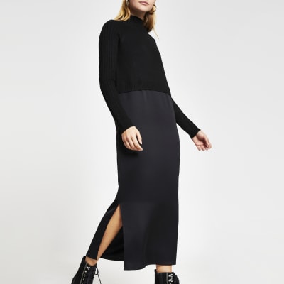 midi black jumper dress