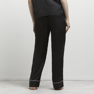 Black satin maternity pyjama bottoms River Island