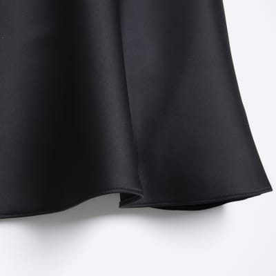 Black satin maxi skirt River Island