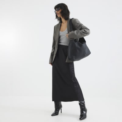 Black Satin Maxi Skirt