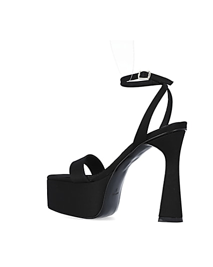 360 degree animation of product Black satin platform heels frame-5