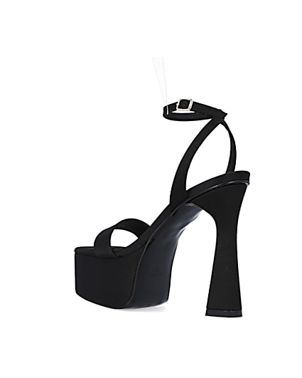 360 degree animation of product Black satin platform heels frame-6