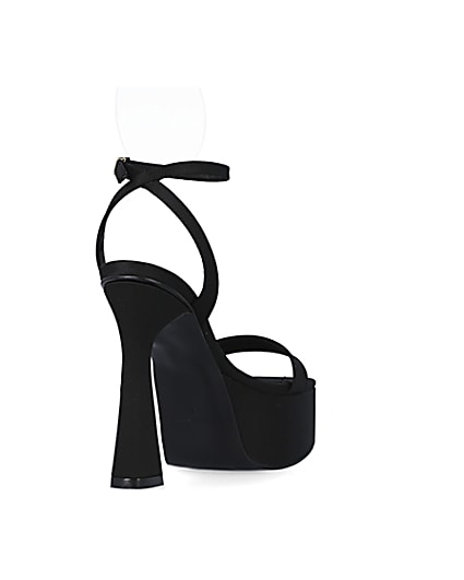360 degree animation of product Black satin platform heels frame-11