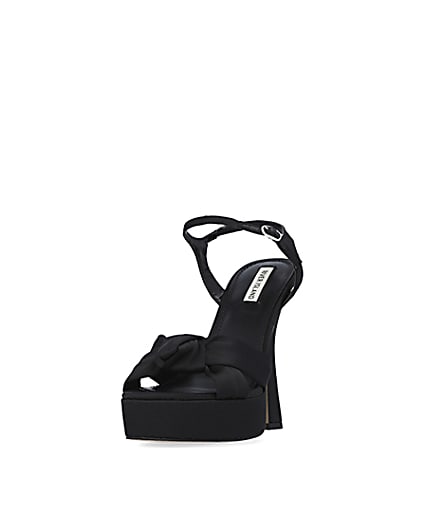 360 degree animation of product Black satin platform heels frame-23