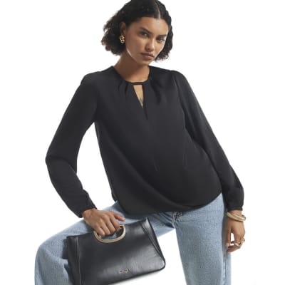 Satin Pleat Front Blouse