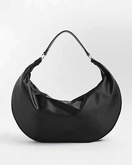 Black satin scoop shoulder bag