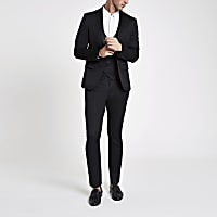 Black satin skinny suit trousers