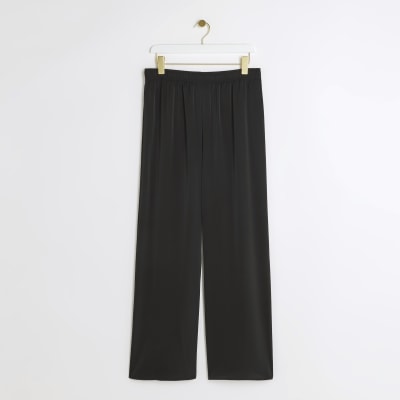 Black satin wide leg trousers | River Island