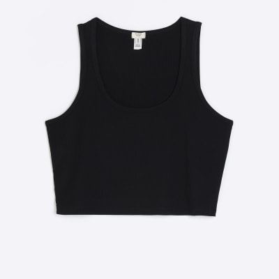 Black scoop neck crop vest