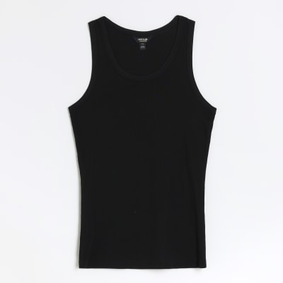 Black scoop neck vest top River Island