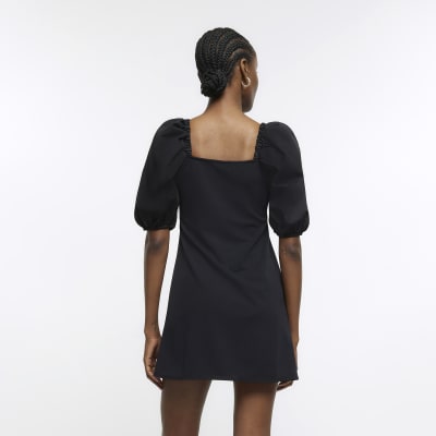 Black scuba cut out shift mini dress