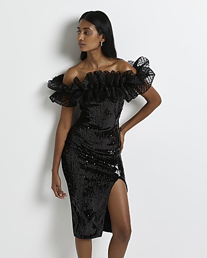 Black sequin bodycon dress
