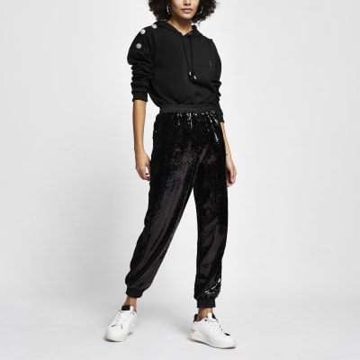 river island black sequin top