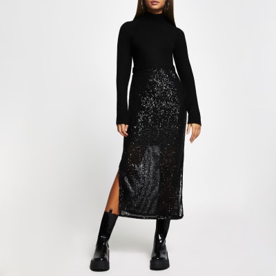 black sparkly jumper dress