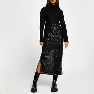 river island wrap long sleeve satin dress