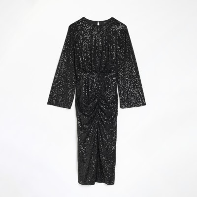 Black sequin shop dress river island