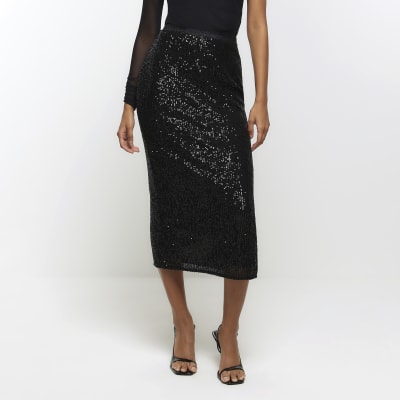 Black vinyl 2024 skirt river island