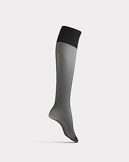 Black sheer knee high socks