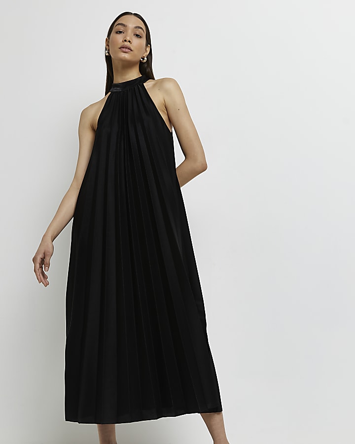 Black shimmer midi dress